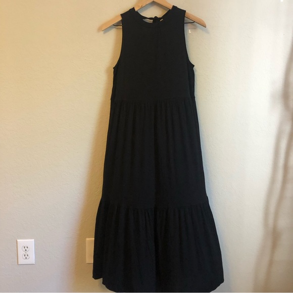 LOFT Dresses & Skirts - Loft beach black long tiered dress with tie on the neck size xs